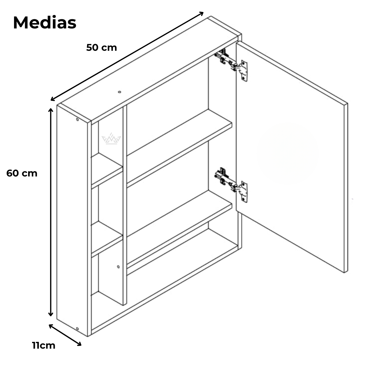 Armário para Banheiro com Espelho Olimpia – 1 Porta, Nichos Organizadores e Design Compacto, Branco ou Preto Flex