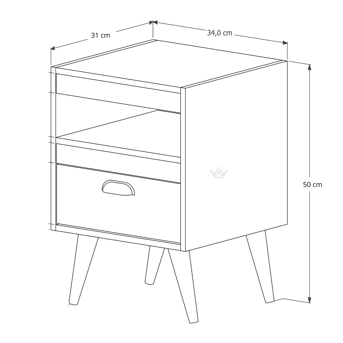 Kit 2 Mesas de Cabeceira Alice – Moderno com Gaveta, Nicho e Pés, Compacto para Quarto