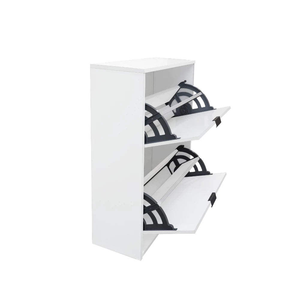 Sapateira Mercúrio 2 Portas Basculantes – Compacta, Moderna e Funcional para até 12 Pares, Branco Brilho