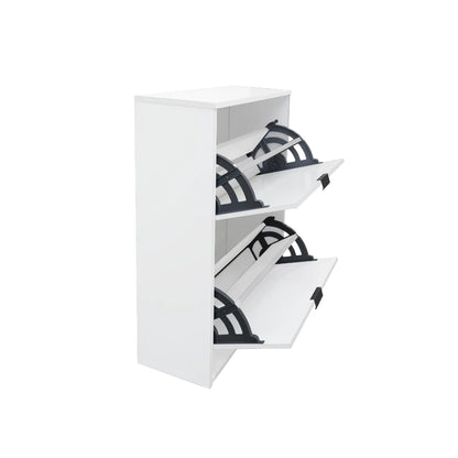 Sapateira Mercúrio 2 Portas Basculantes – Compacta, Moderna e Funcional para até 12 Pares, Branco Brilho