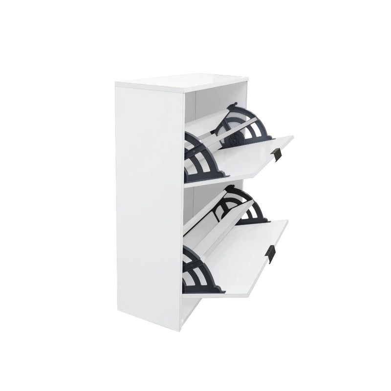 Sapateira Mercúrio 2 Portas Basculantes – Compacta, Moderna e Funcional para até 12 Pares, Branco Brilho