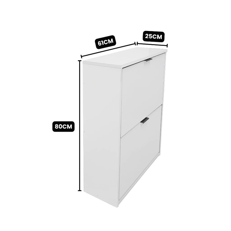 Sapateira Mercúrio 2 Portas Basculantes – Compacta, Moderna e Funcional para até 12 Pares, Branco Brilho