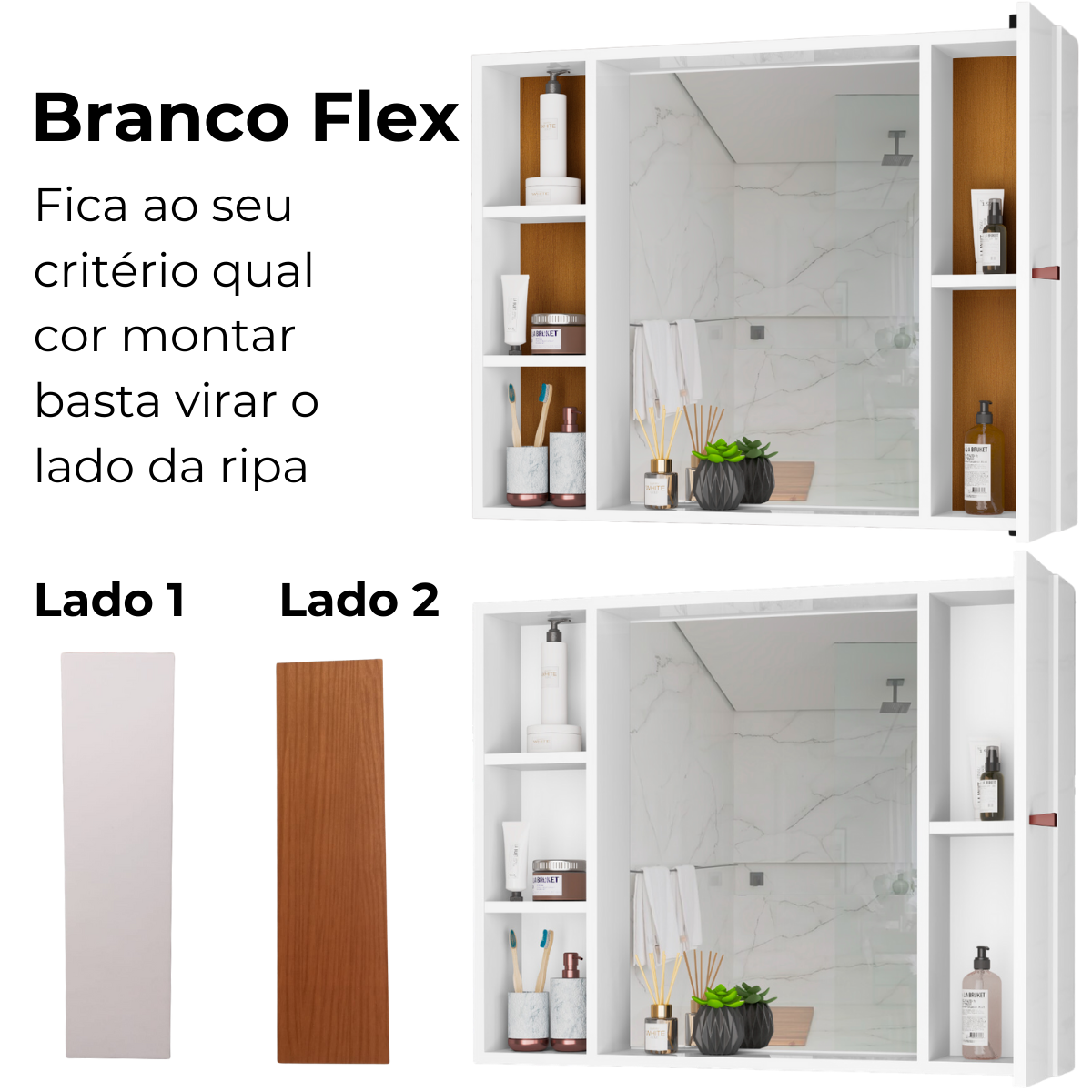 Armário para Banheiro com Espelho Tália – Móvel Compacto com Prateleiras e Porta, Branco ou Preto