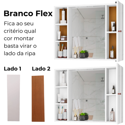 Armário para Banheiro com Espelho Tália – Móvel Compacto com Prateleiras e Porta, Branco ou Preto