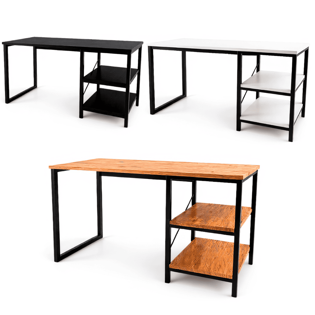 Mesa Escrivaninha Com Nichos Home Office Estudo Industrial 120cm Escritório