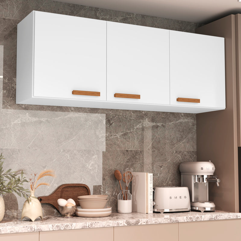 Armário Organizador Aéreo 3 Portas 120cm Cozinha e Lavanderia Livia Preto
