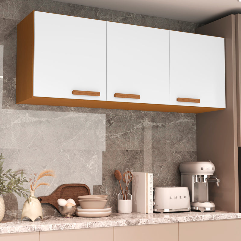 Armário Organizador Aéreo 3 Portas 120cm Cozinha e Lavanderia Livia Preto