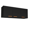 Armário Organizador Aéreo 3 Portas 120cm Cozinha e Lavanderia Livia Preto