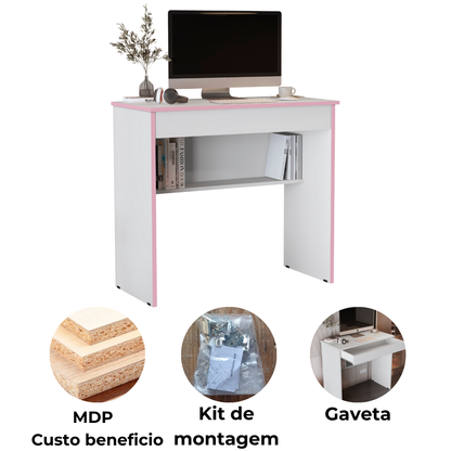 Mesa de Computador Vitória – Escrivaninha Gamer com 1 Gaveta e Prateleira, Compacta e Versátil para Escritório ou Quarto