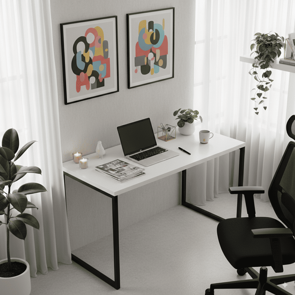 Escrivaninha Loft Industrial – Mesa para Escritório 120x75 cm com Tampo de Madeira e Base de Ferro