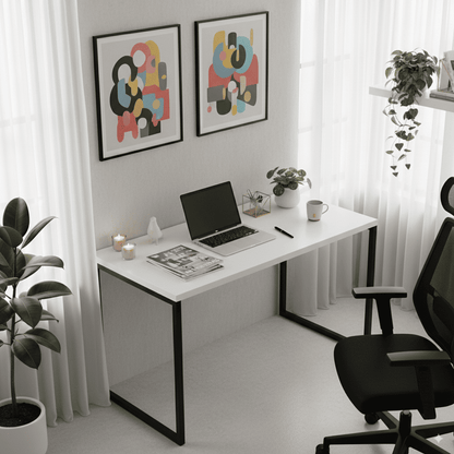 Escrivaninha Loft Industrial – Mesa para Escritório 120x75 cm com Tampo de Madeira e Base de Ferro