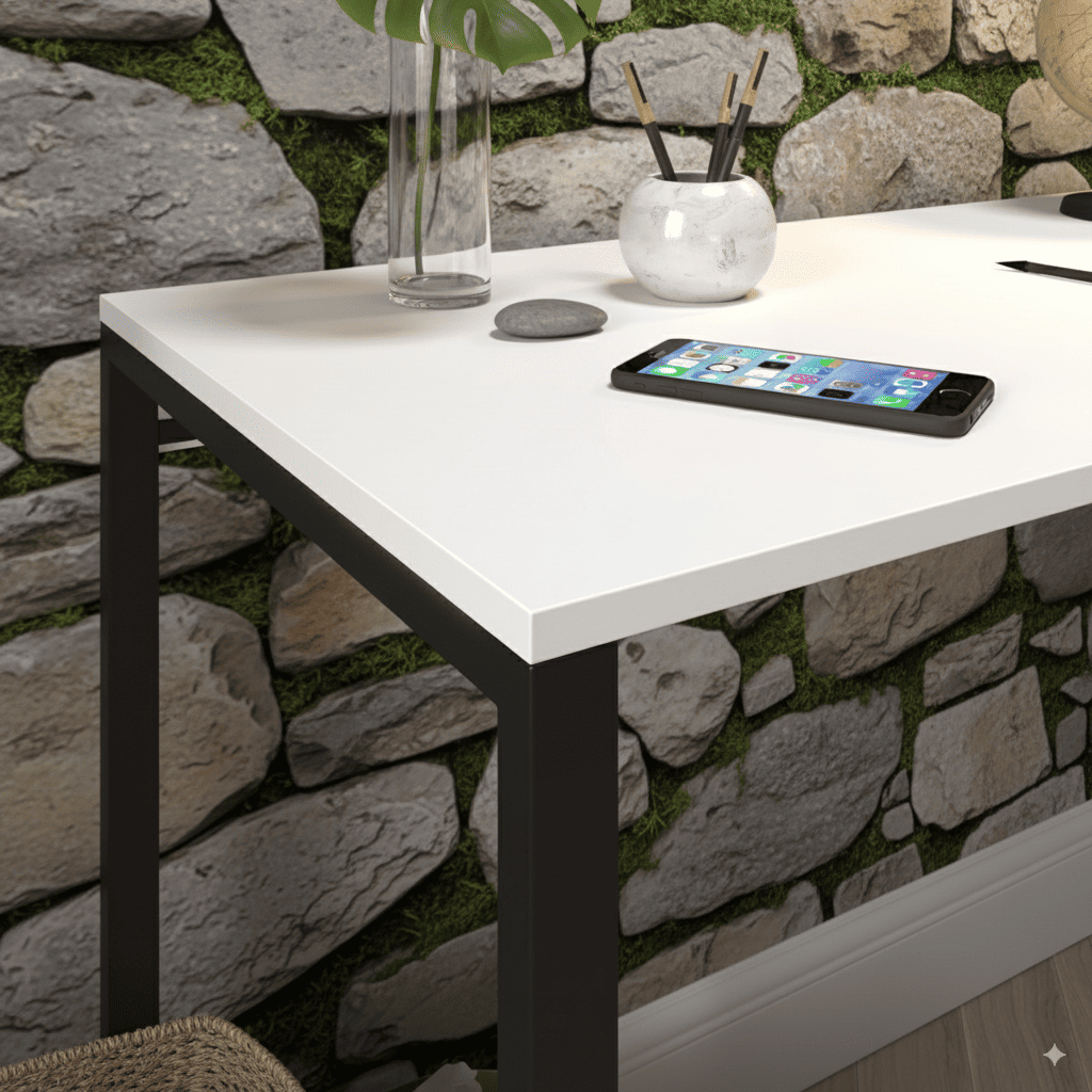 Escrivaninha Loft Industrial – Mesa para Escritório 120x75 cm com Tampo de Madeira e Base de Ferro