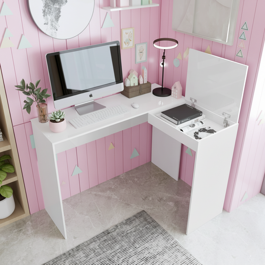 Escrivaninha em L Home Office Nicho Organizador Quarto Escritório