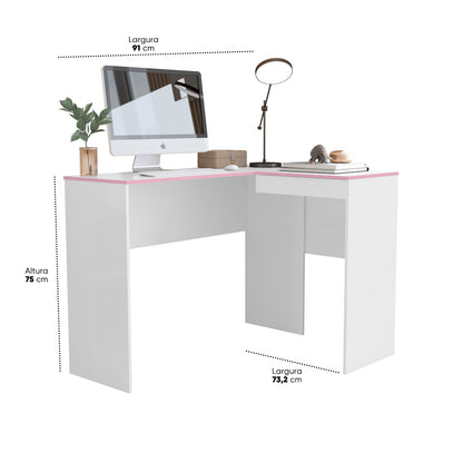Escrivaninha em L Home Office Nicho Organizador Quarto Escritório