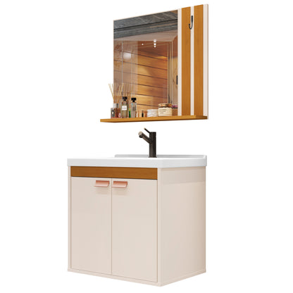 Gabinete para Banheiro Pallas – Conjunto com Cuba, Espelheira e Prateleira, Compacto e Sofisticado