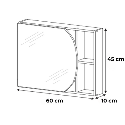 Armário de Banheiro com Espelho Arredondado Carolina – Compacto, Moderno e Funcional, Preto ou Branco Flex