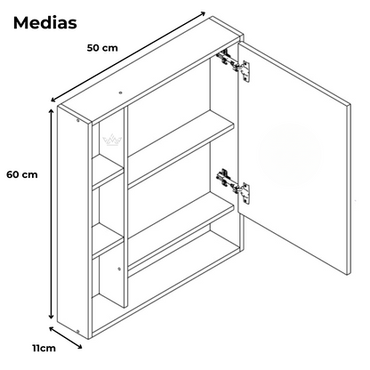Armário para Banheiro com Espelho Olimpia – 1 Porta, Nichos Organizadores e Design Compacto, Branco ou Preto Flex