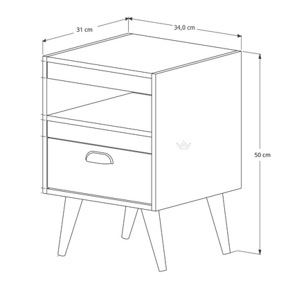 Kit 2 Mesas de Cabeceira Alice – Moderno com Gaveta, Nicho e Pés, Compacto para Quarto