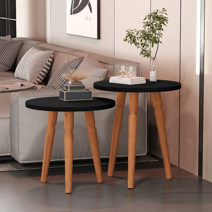 Kit Mesa de Centro Redonda Atlanta – 2 Unidades com Pés Torneados, Design Clássico e Elegante para Sala