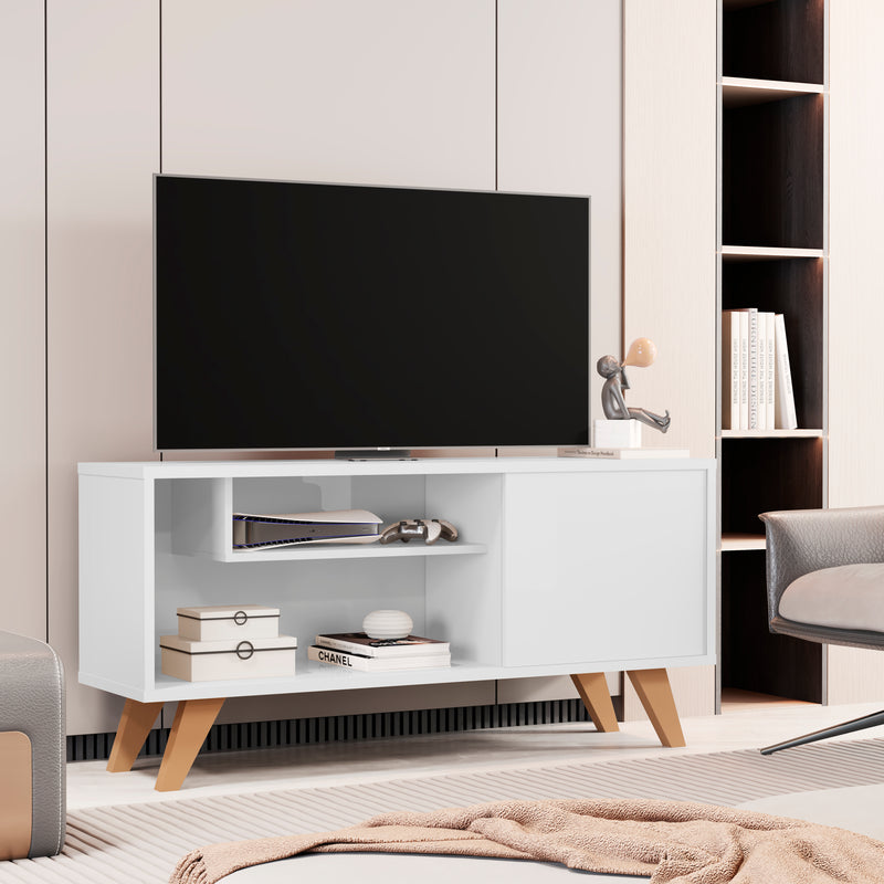 Rack para TV até 46 Polegadas Heitor – Compacto, Moderno com Portas e Nichos Organizadores