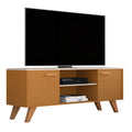 Rack Para Sala de Estar, Estante para TV Moderno Com Prateleiras Rebeca para até 50 Polegadas Nature