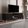 Rack para TV até 57 Polegadas Helena – Estilo Moderno com Prateleiras, Portas e Pés de Madeira