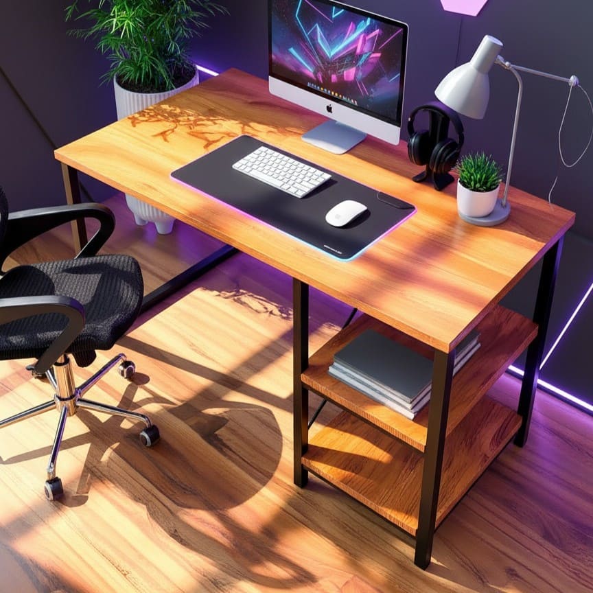 Mesa Escrivaninha Com Nichos Home Office Estudo Industrial 120cm Escritório