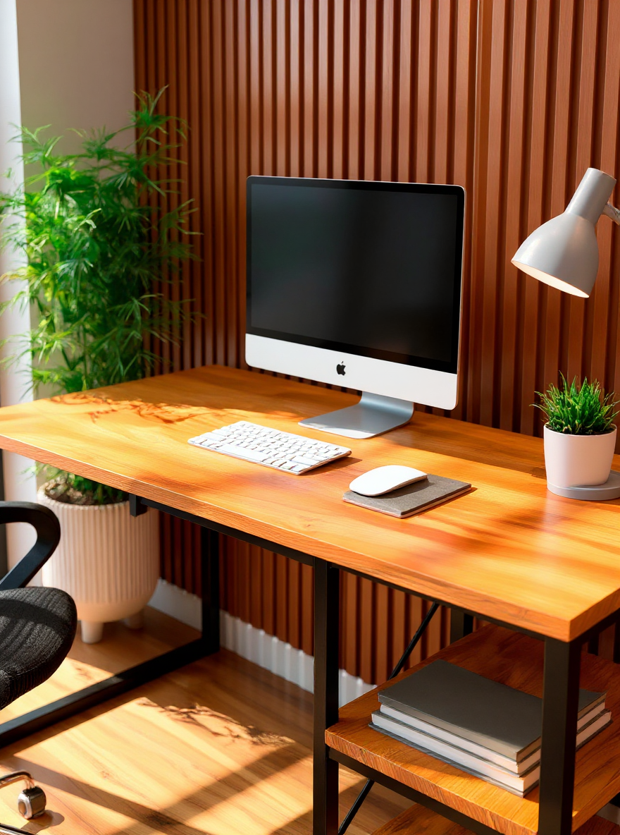 Escrivaninha Loft Industrial – Mesa para Escritório 120x75 cm com Tampo de Madeira e Base de Ferro