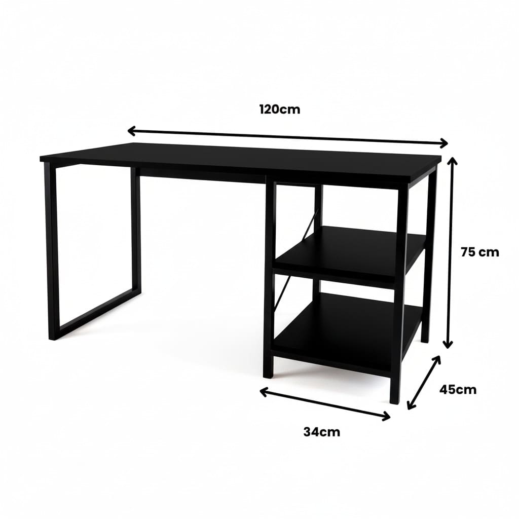 Mesa Escrivaninha Com Nichos Home Office Estudo Industrial 120cm Escritório
