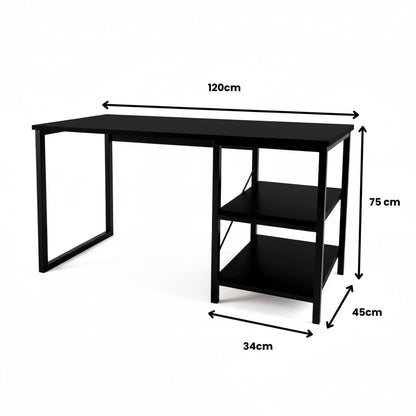 Mesa Escrivaninha Com Nichos Home Office Estudo Industrial 120cm Escritório