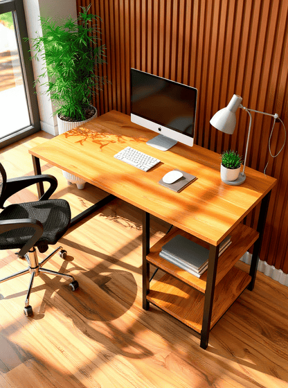 Mesa Escrivaninha Com Nichos Home Office Estudo Industrial 120cm Escritório