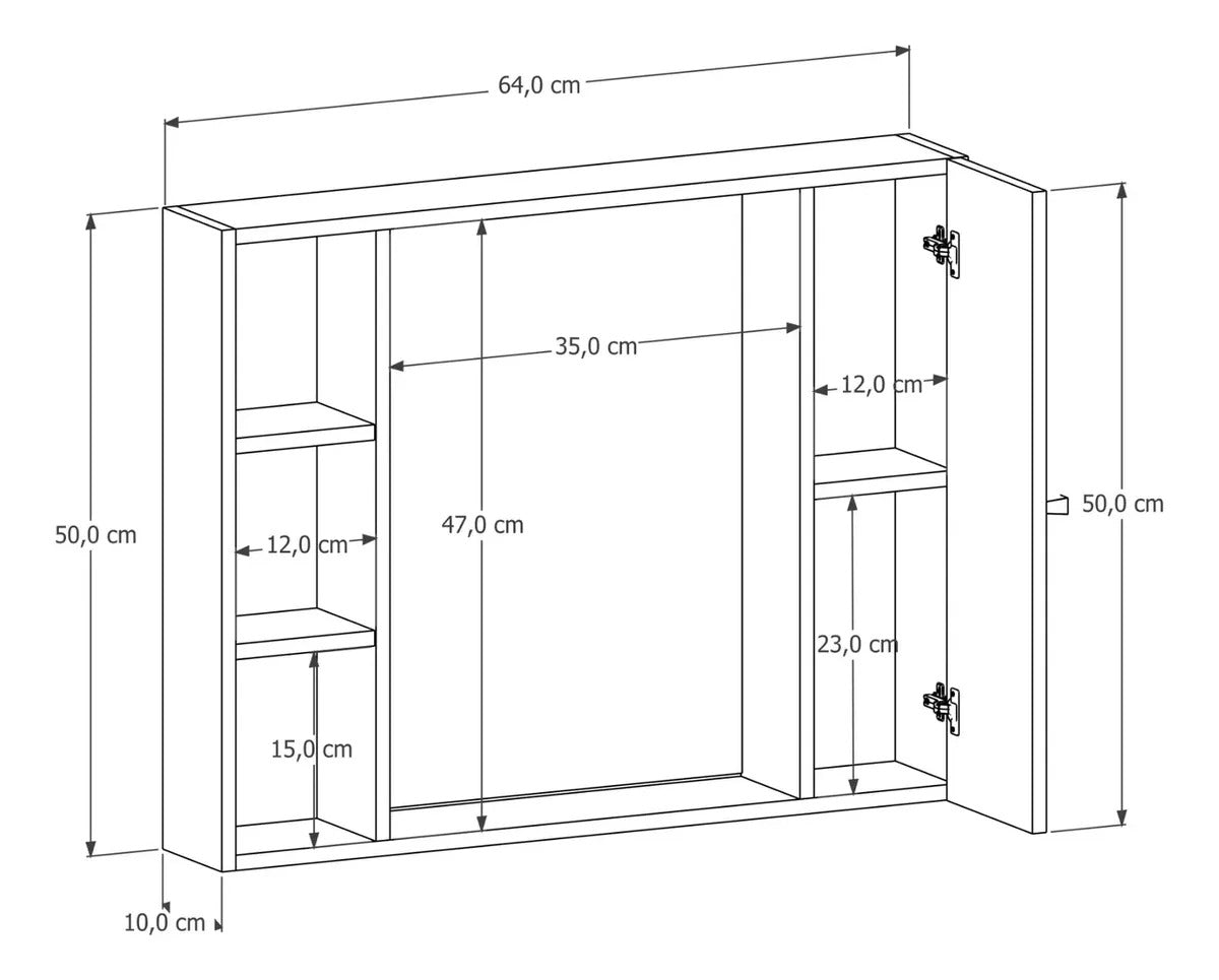 Armário para Banheiro com Espelho Tália – Móvel Compacto com Prateleiras e Porta, Branco ou Preto