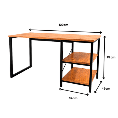 Mesa Escrivaninha Com Nichos Home Office Estudo Industrial 120cm Escritório