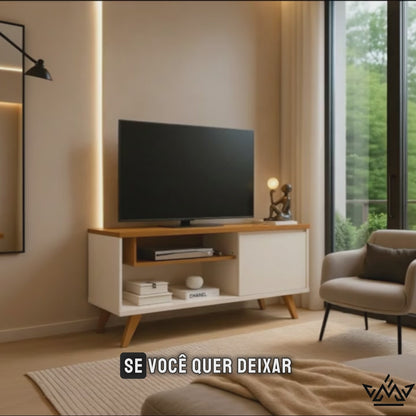 Rack para TV até 46 Polegadas Heitor – Compacto, Moderno com Portas e Nichos Organizadores