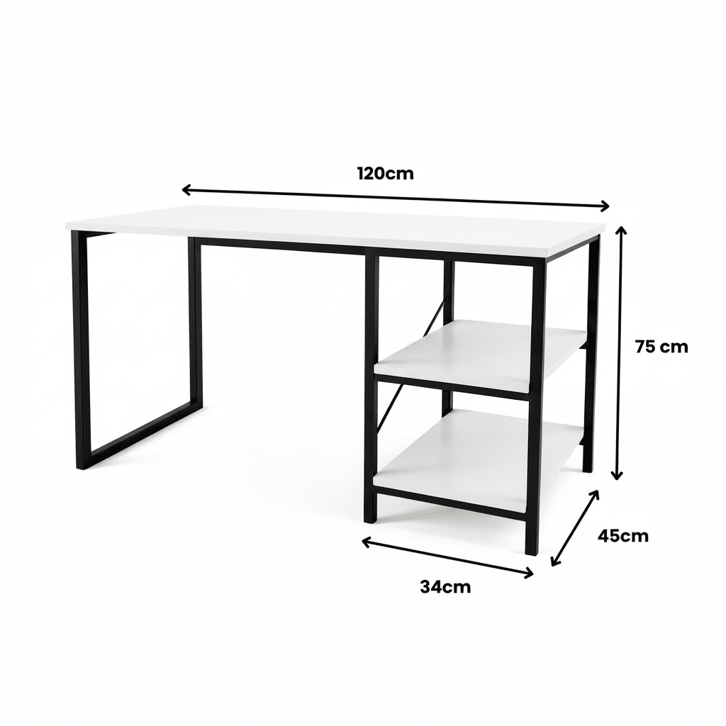 Mesa Escrivaninha Com Nichos Home Office Estudo Industrial 120cm Escritório