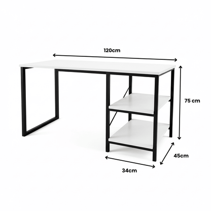 Mesa Escrivaninha Com Nichos Home Office Estudo Industrial 120cm Escritório